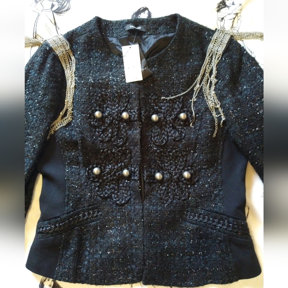 Elegant Express Tweed Military Jacket - Picture 2 of 10